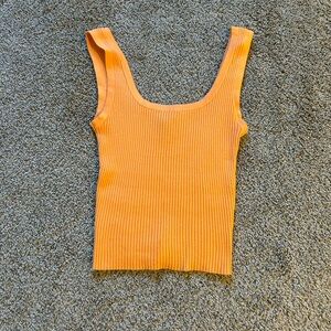 H&M Orange Ribbed Crop Tank Top